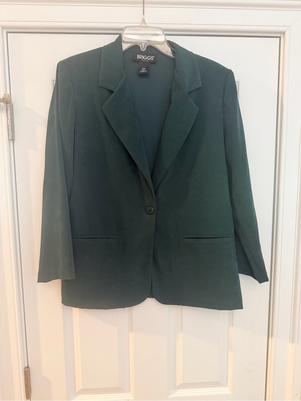 Ladies Size 6P "Briggs" New York Single-Button Forest Green Blazer GUC